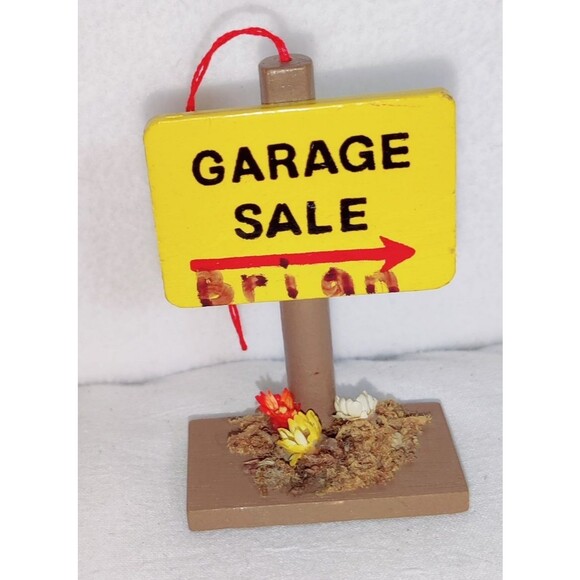 Vintage Christmas Ornament Lot BBQ Grill, Lawn Mower, Garage Sale Sign Pre Owned - Picture 13 of 16